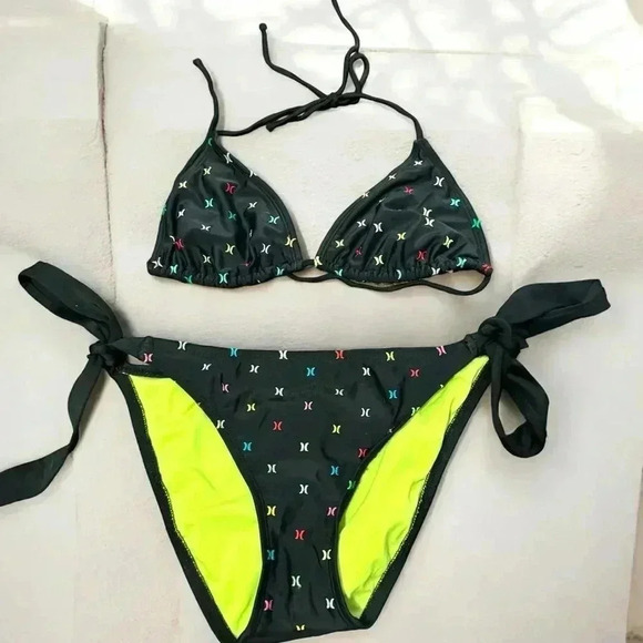 Vintage Y2K neon green  Hurley bikini summer M/L - Picture 1 of 6